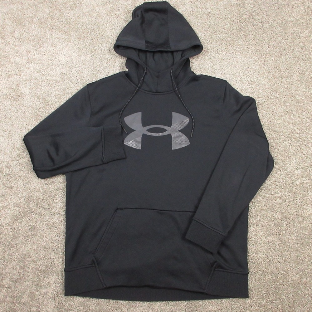 Under‎ Armour Sweater Mens XL Black ColdGear Fleece Pullover Hoodie Sweatshirt